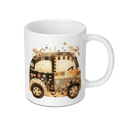 Floral Car Mug, Cute Car Illustration, Flower Car Art, Unique Mug Gift, Coffee Mug, Tea Mug, Gift for Her, Novelty Mug, Fun Mug - Tawshia