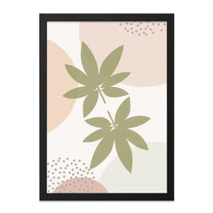 Botanical Wall Art Print, Minimalist Leaves Art, Neutral Tone Art, Modern Wall Decor, Foliage Art Print, Circle Abstract Art - Tawshia