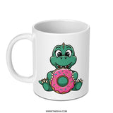 Cute Dinosaur Mug, Donut Lover, Funny Animal Mug, Coffee Mug, Gift Mug, Cartoon Mug, Novelty Mug, Tea Cup, Ceramic Mug - Tawshia