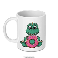 Cute Dinosaur Mug, Donut Lover, Funny Animal Mug, Coffee Mug, Gift Mug, Cartoon Mug, Novelty Mug, Tea Cup, Ceramic Mug - Tawshia