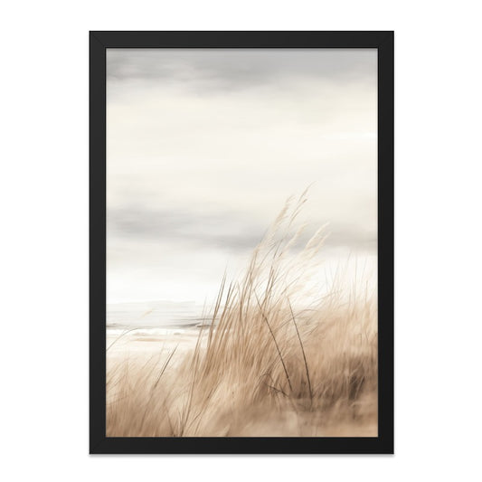 Coastal Grass Wall Art, Beach Scene Print, Neutral Landscape Photo, Minimalist Wall Decor, Serene Coastal Art, Modern Home Decor - Tawshia