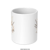 Floral Bouquet Mug, Bohemian Feather Mug, Coffee Mug Gift, Boho Chic Decor, Unique Mug, Stylish Mug, Birthday Gift, Housewarming Gift - Tawshia