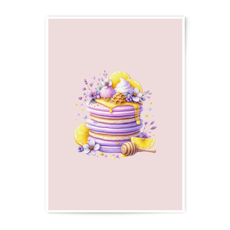 Lemon Lavender Photographic Prints, Food Art, Kitchen Wall Decor, Dessert Prints, Honeycomb Design, Floral Art, Unique Wall Art, Purple Art - Tawshia