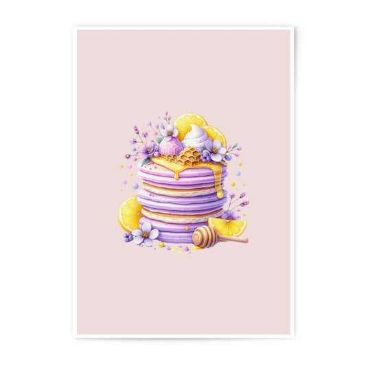 Lemon Lavender Photographic Prints, Food Art, Kitchen Wall Decor, Dessert Prints, Honeycomb Design, Floral Art, Unique Wall Art, Purple Art - Tawshia