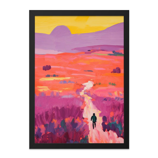 Landscape Wall Art, Man on Path Print, Vivid Colors Artwork, Abstract Painting, Modern Home Decor, Gift Idea - Tawshia