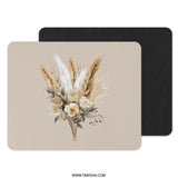 Floral Mouse Pad, Bohemian Bouquet Desk Decor, Elegant Botanical Design, Beige Aesthetic, Neutral Office Accessories, Trendy Mousepad - Tawshia