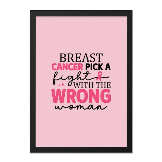Breast Cancer Awareness Framed Wall Art, Pick A Fight Gift, Pink Ribbon Decor, Inspirational Art, Survivor Gift, Strong Woman Art - Tawshia