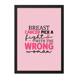 Breast Cancer Awareness Framed Wall Art, Pick A Fight Gift, Pink Ribbon Decor, Inspirational Art, Survivor Gift, Strong Woman Art - Tawshia