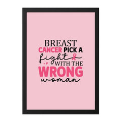 Breast Cancer Awareness Framed Wall Art, Pick A Fight Gift, Pink Ribbon Decor, Inspirational Art, Survivor Gift, Strong Woman Art - Tawshia