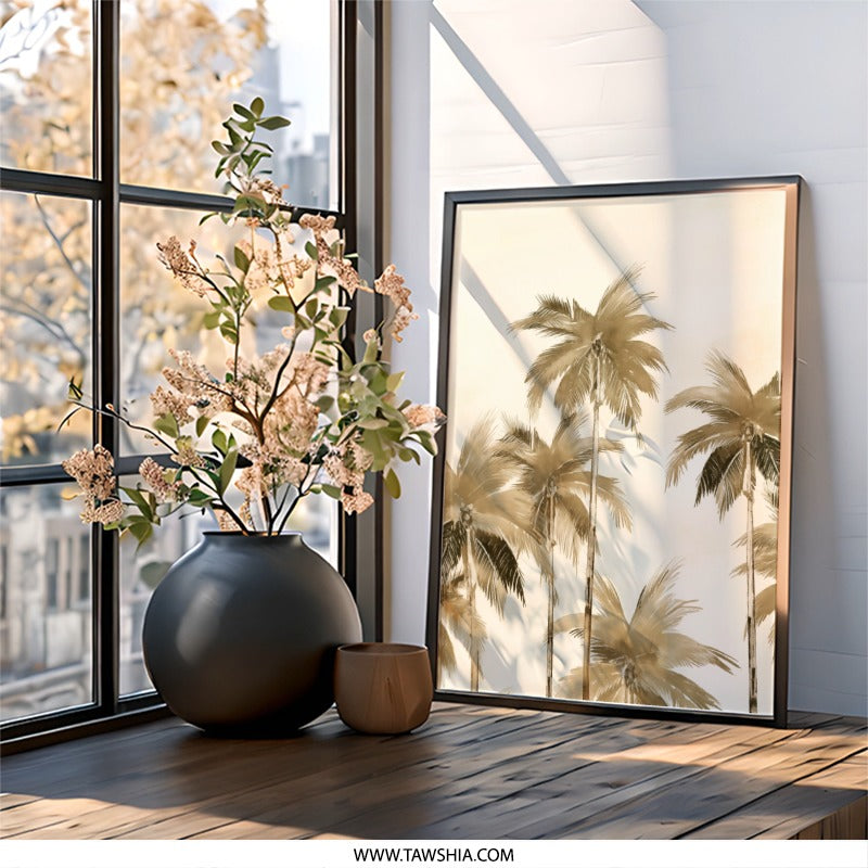 Tropical Palm Tree Wall Art, Sepia Palm Print, Beach House Decor, Coastal Wall Art, Summer Vibes, Modern Wall Art, Nature Inspired Wall Art - Tawshia
