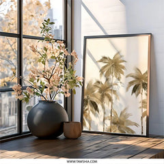 Tropical Palm Tree Wall Art, Sepia Palm Print, Beach House Decor, Coastal Wall Art, Summer Vibes, Modern Wall Art, Nature Inspired Wall Art - Tawshia