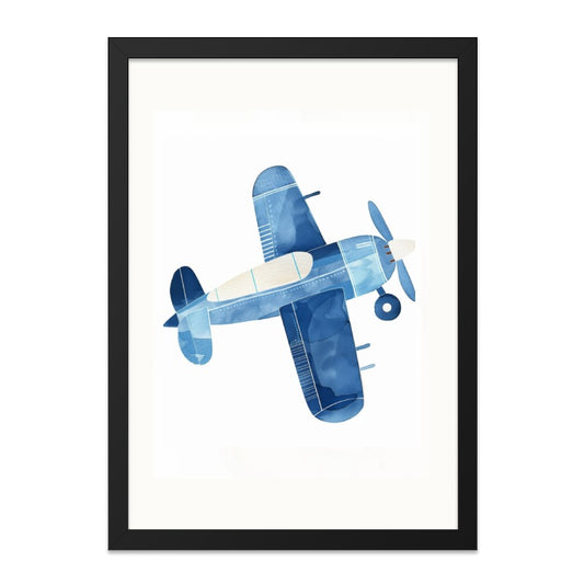 Blue Airplane Wall Art, Kids Room Decor, Watercolor Plane Print, Nursery Art, Boys Room Airplane, Vintage Aircraft Aviation Wall Decor - Tawshia