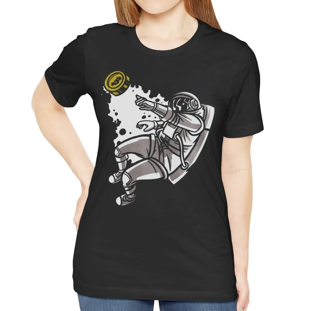 Astronaut Catching a Coin Graphic Tee shirt product type