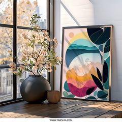 Abstract Landscape Wall Art, Modern Art Print, Geometric Nature Art, Colorful Home Decor, Wall Art - Tawshia