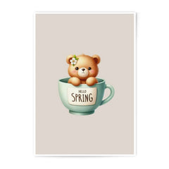 Cute Bear Photographic Print, Spring Decor, Nursery Art, Teacup Bear Art Print, Kids Room Decor, Digital Print, Childrens Illustration - Tawshia