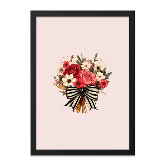 Floral Bouquet Wall Art, Roses and Daisies Print, Elegant Ribbon Decor, Feminine Art Print, Botanical Home Decor - Tawshia