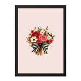 Floral Bouquet Wall Art, Roses and Daisies Print, Elegant Ribbon Decor, Feminine Art Print, Botanical Home Decor - Tawshia