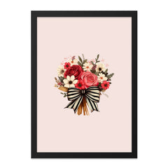 Floral Bouquet Wall Art, Roses and Daisies Print, Elegant Ribbon Decor, Feminine Art Print, Botanical Home Decor - Tawshia