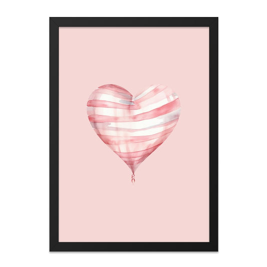 Heart Balloon Wall Art, Pink Balloon Print, Watercolor Heart Art, Kids Room Decor, Nursery Wall Decor, Baby Shower Gift Idea - Tawshia