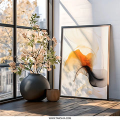 Abstract Ink Wall Art, Modern Art Print, Orange Black Wall Decor, Contemporary Artwork, Fluid Art Poster, Trendy Home Decor - Tawshia