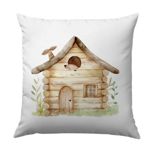 Hedgehog House Pillow, Cute Animal Cushion, Woodland Nursery Decor, Forest Creature Pillow, Kids Room Pillow, Playroom Accent Pillow - Tawshia