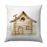 Hedgehog House Pillow, Cute Animal Cushion, Woodland Nursery Decor, Forest Creature Pillow, Kids Room Pillow, Playroom Accent Pillow - Tawshia