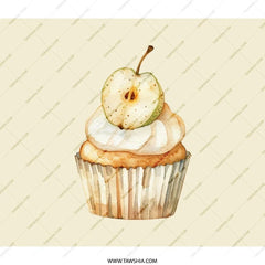 Pear Cupcake Backpack, Cute Food Art Backpack, Unique Design Backpack, Watercolor Treat Backpack, School Backpack, Travel Backpack - Tawshia