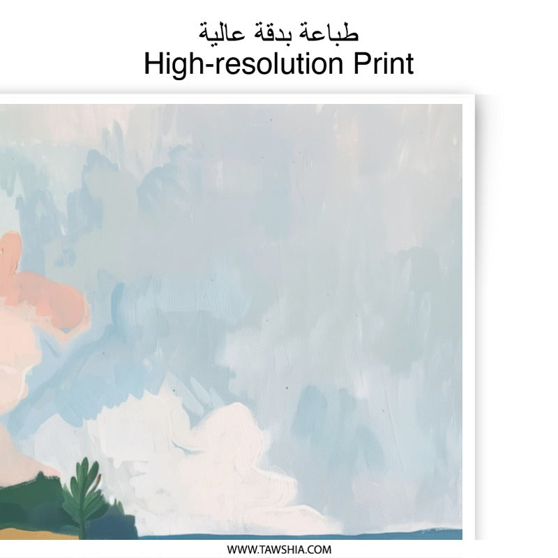Coastal Photographic Print, Beach Landscape Wall Art, Ocean View Print, Abstract Beach Scene, Pastel Colors, Home Decor Art - Tawshia