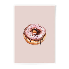 Pink Donut Photographic Prints, Food Art, Kitchen Decor, Sweet Treat Print, Watercolor Art, Dessert Wall Art, Donut Lover Gift - Tawshia