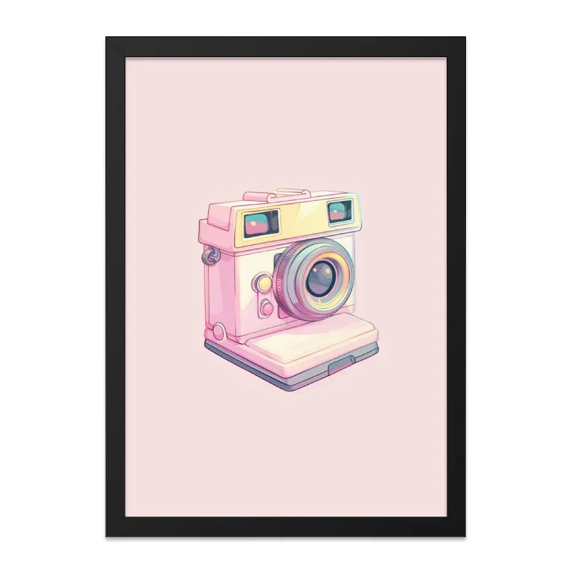 Cute Camera Wall Art, Retro Camera Print, Pastel Aesthetic Decor, Photographer Gift, Trendy Wall Decor, Unique Art Print - Tawshia