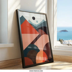 Geometric Landscape Wall Art, Abstract Mountain Print, Modern Home Decor, Stylish Minimalist Art, Unique Shapes Artwork - Tawshia