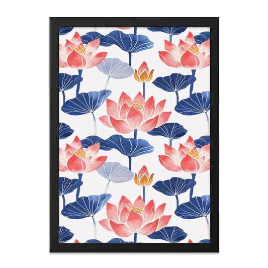 Lotus Flower Wall Art, Floral Wall Decor, Botanical Art Print, Elegant Home Decor, Nature Inspired Art, Serene Wall Hanging - Tawshia