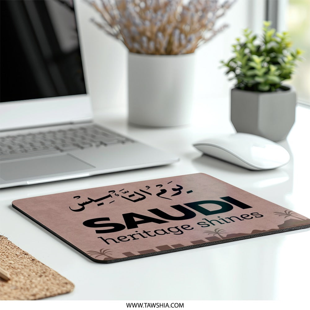 Saudi National Day Mouse Pad, Arabic Calligraphy, Saudi Arabia Heritage, Saudi Pride, Kingdom of Saudi Arabia, Saudi Gift - Tawshia