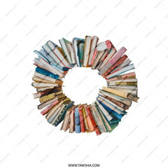 Book Wreath Pillow, Book Lover Gift, Reading Nook Decor, Literary Pillow, Home Decor, Bookish Gift, Teacher Pillow, Gift For Librarian - Tawshia