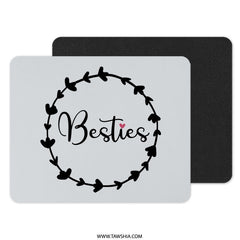 Besties Mouse Pad, Cute Friends Mousepad, Floral Mouse Mat, Friendship Gift, Desk Decor, Trendy Mousepad, Gift for Best Friend - Tawshia