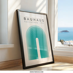 Bauhaus Wall Art, Ausstellung 1923 Print, Modern Art Poster, Teal Geometric Art, Minimalist Wall Decor, Home Decor - Tawshia