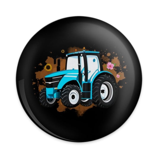 Blue Tractor Pinback Button, Farm Vehicle Badge, Cute Farming Gift, Tractor Lover Button, Agriculture, Gardening, Farmer Accessory - Tawshia