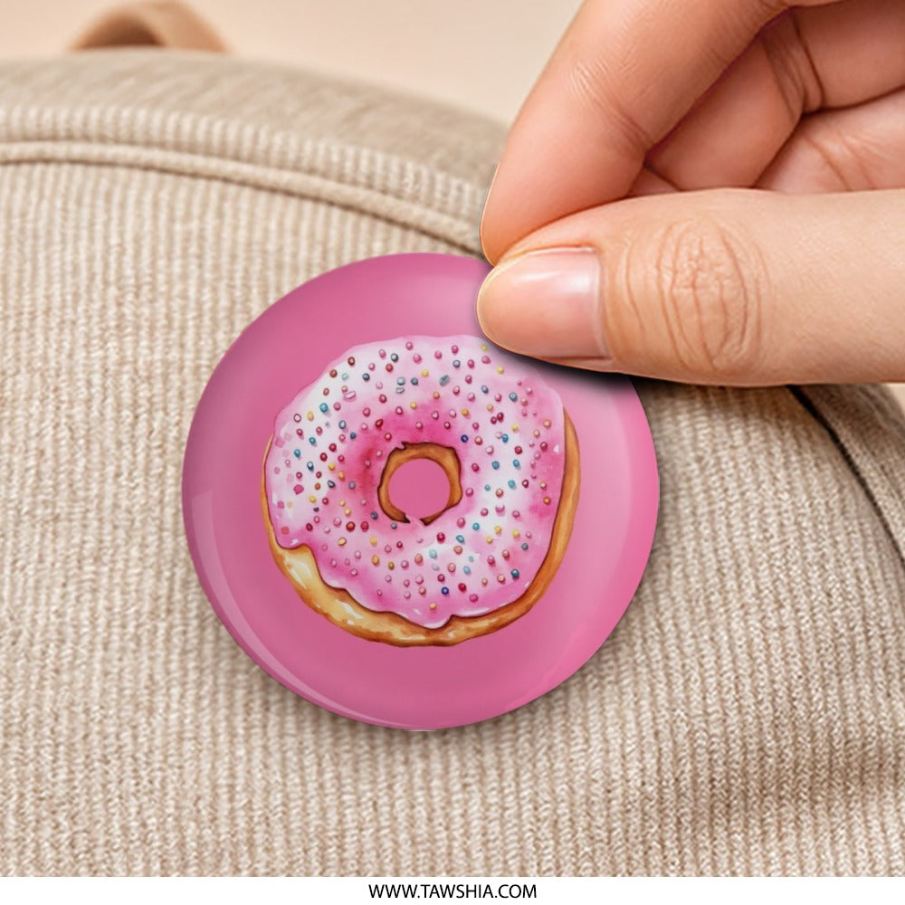 Pink Donut Pinback Button, Sprinkle Donut Button, Cute Food Pin, Sweet Treat Button, Bakery Gift Idea, Foodie Pin, Pink Aesthetic - Tawshia