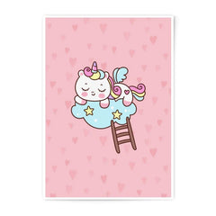 Cute Unicorn Photographic Print, Sleeping Unicorn on Cloud, Nursery Wall Art, Kids Room Decor, Fantasy Art Print - Tawshia