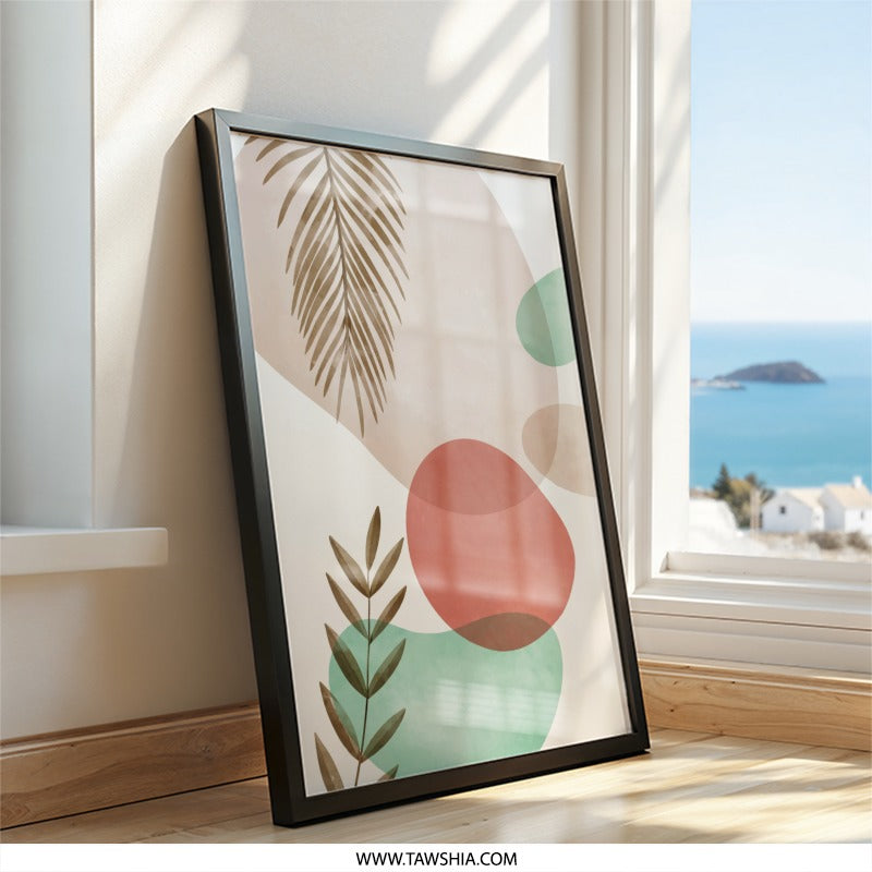 Abstract Leaves Wall Art, Modern Shapes Print, Botanical Home Decor, Minimalist Art Print, Tropical Wall Decor, Contemporary Art - Tawshia
