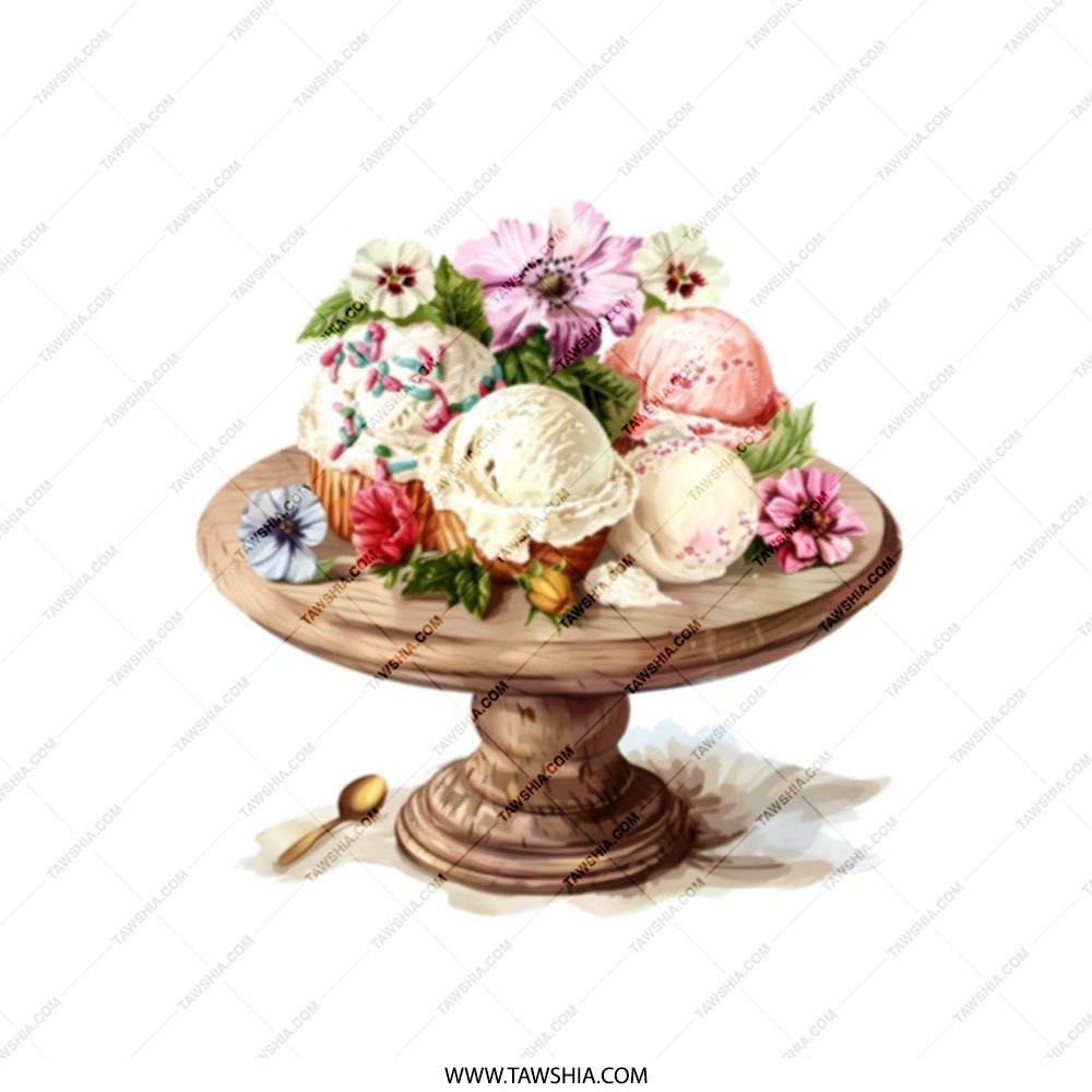 Floral Ice Cream Tote Bag, Dessert Lover Gift, Stylish Carryall, Whimsical Design, Unique Art Tote, Everyday Bag, Gift for Her - Tawshia