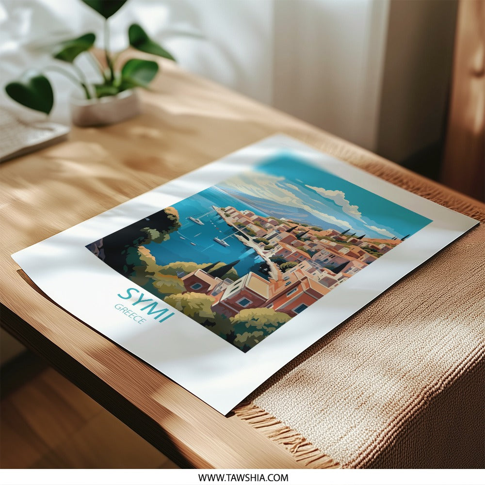 Symi Greece Photographic Print, Greek Island Art, Coastal Wall Decor, Mediterranean Art Print, Travel Poster, Symi Island Print - Tawshia