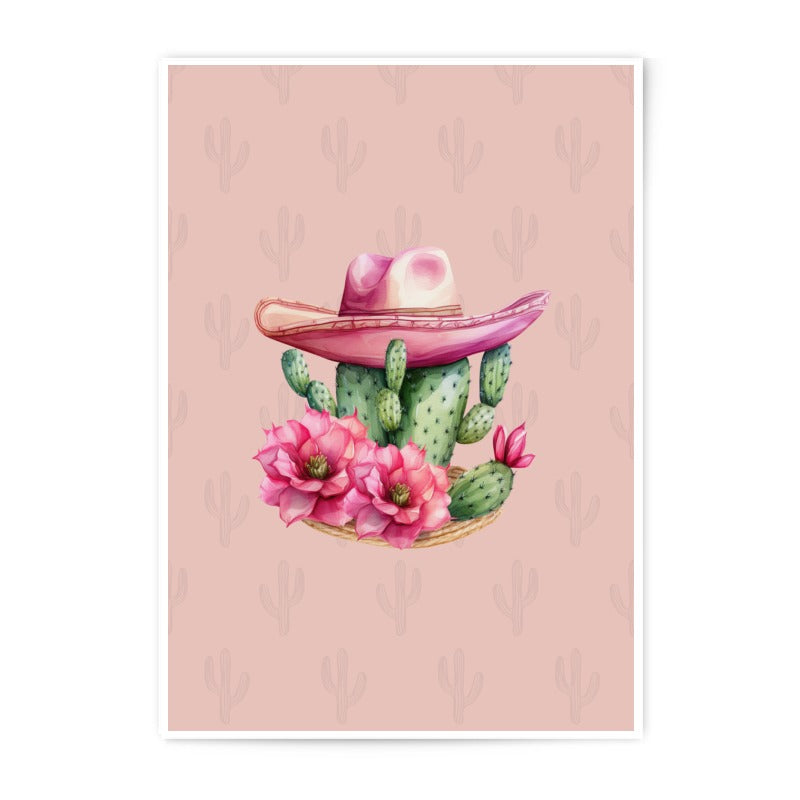 Cactus Photographic Prints, Pink Hat Art, Desert Bloom, Southwest Decor, Botanical Print, Floral Cactus Art, Western Prints, Home Decor - Tawshia
