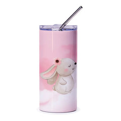 Bunny Tumbler, Cute Rabbit Tumbler, Pink Tumbler, Animal Tumbler, Flower Tumbler, Gift Idea, Tumbler with Straw, Drinkware, Kids Tumbler - Tawshia