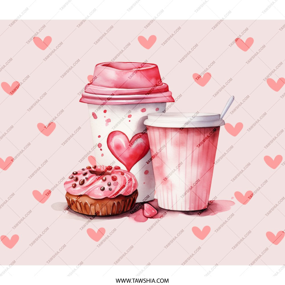 Coffee and Donut BackPack, Sweet Treat BackPack, Heart Design Bag, Cute Kawaii BackPack, Foodie Lover BackPack, Stylish Daily Use Bag - Tawshia