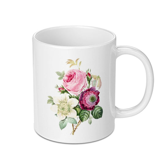 Floral Mug, Rose and Anemone, Botanical Art Mug, Vintage Flower Mug, Gift for Her, Tea Coffee Mug, Floral Gift, Unique Mug - Tawshia