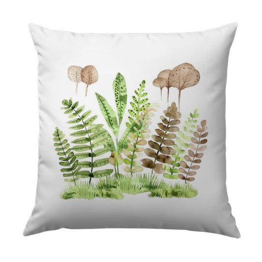 Watercolor Fern Pillow, Forest Plants Pillow, Botanical Art Cushion, Nature Home Decor Throw Pillow, Garden Style Pillow Accent - Tawshia
