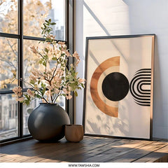 Geometric Wall Art, Abstract Shapes Print, Minimalist Artwork, Modern Home Decor, Circle Design Wall Art - Tawshia