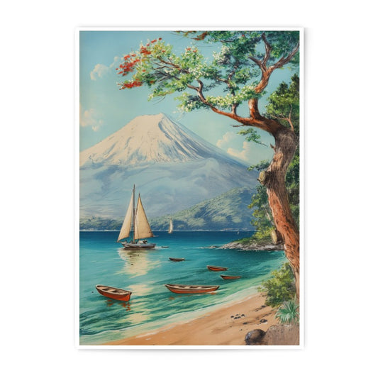 Serene Lakeside Photographic Print, Sailboat Art, Mountain View, Lake Art Print, Tranquil Scenery, Peaceful Print, Coastal Art (138) - Tawshia