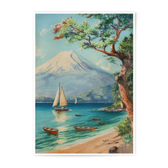 Serene Lakeside Photographic Print, Sailboat Art, Mountain View, Lake Art Print, Tranquil Scenery, Peaceful Print, Coastal Art (138) - Tawshia